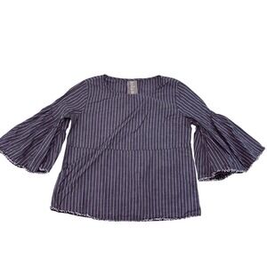 Dolan Left Coast Collection Gray Pinstripe Bell Sleeve Babydoll Top Small USA